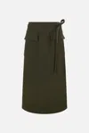 Gucci Green Skirt In Wallet In Cashmere Wool With Pockets  In Deep Oil