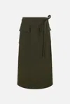 Gucci Green Skirt In Wallet In Cashmere Wool With Pockets  In Deep Oil