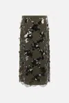 Gucci Womens Sequin-embellished Mid-waist Woven Midi Skirt Deep Oil Mix In Deep Oil+mix