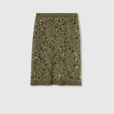 Gucci Dark Green Viscose And Tweed Blend Skirt Women