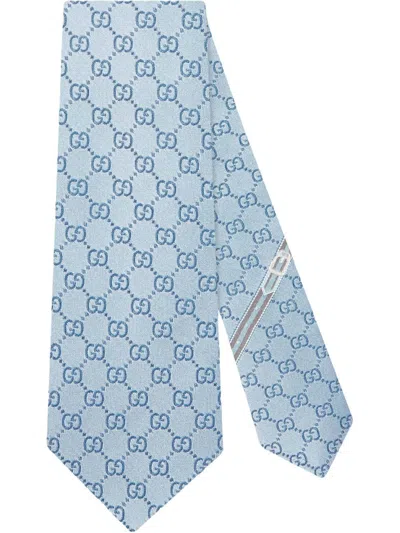 GUCCI MEN SKY BLUE GG MOTIF SILK TIE, ONESIZE LUXURY TIES & BOWTIES FOR MEN DARVEYS