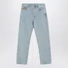 Gucci Men Light Blue Jeans With Gg Detail On The Pocket And Logo Patch On The Rear In Denim Man In Blue