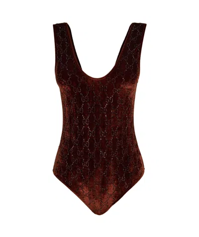 Gucci Sleeveless Bodysuit In Brown