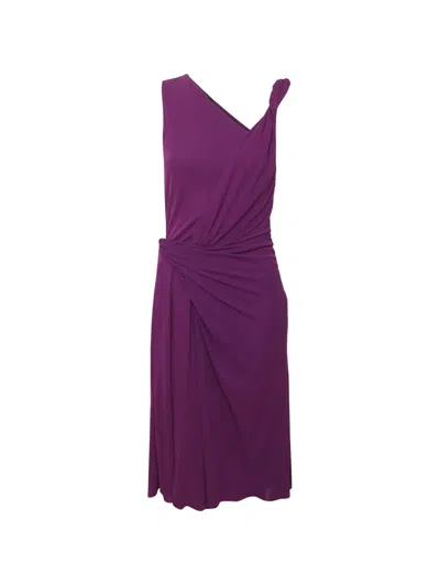 Pre-owned Gucci Sleeveless Draped Midi Dress In Purple