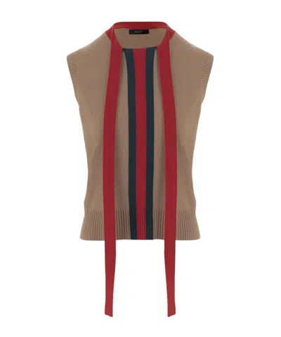 Gucci Sleeveless Knitted Vest In Brown