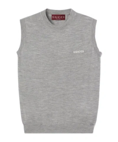 Gucci Sleeveless Knitted Vest In Gray