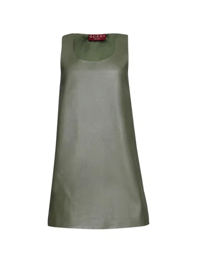 Gucci Sleeveless Mini Dress In Green