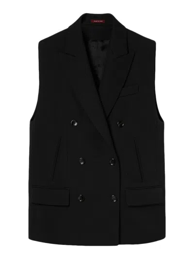 GUCCI SLEEVELESS WOOL COAT WITH WEB