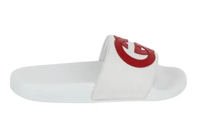 Pre-owned Gucci Slide Interlocking G (kids) Sneakers In White/red