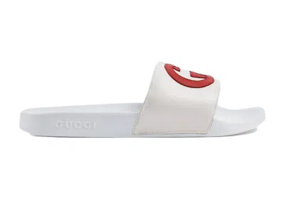 Pre-owned Gucci Slide Interlocking G Leather (women's) Sneakers In White/red