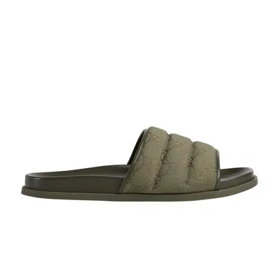 Pre-owned Gucci Slide Sandal 'gg Canvas - Dark Green' | Men's Size 11