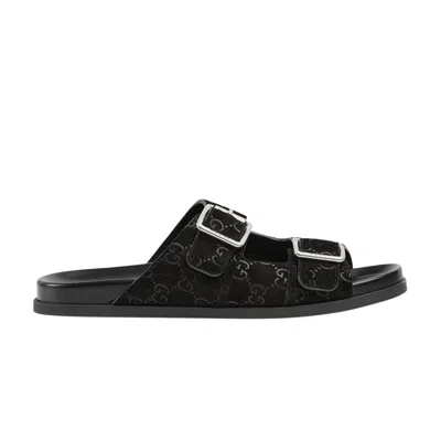 Pre-owned Gucci Slide Sandal 'gg Suede - Black' | Men's Size 4