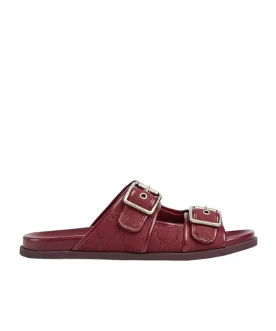 Gucci Slide Sandals With Buckles In Red
