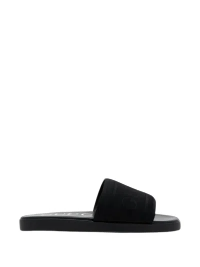 Gucci Slide Sandals With Tonal Logo In Black