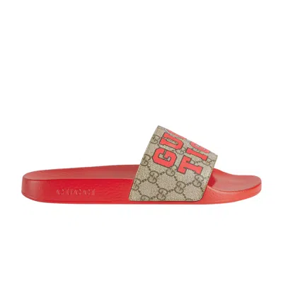 Pre-owned Gucci Slide 'tiger' In Red