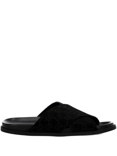 Gucci Men Gg Slides In Black