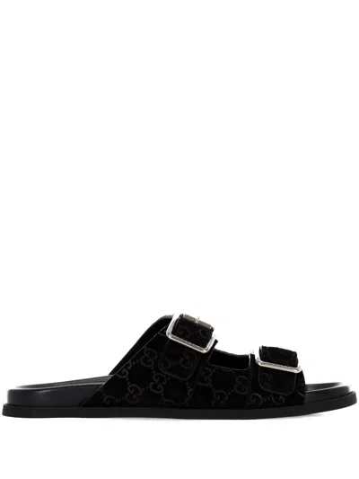 GUCCI GUCCI SLIDER BLACK SANDALS