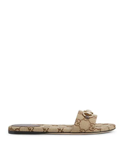 Gucci Slider Sandal With Hook In Nude
