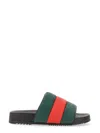 Gucci Men Slider Sandal With Web Ribbon In Multi