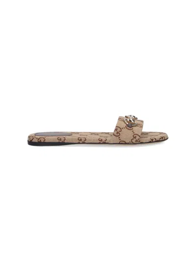 Gucci 'slider' Sandals In Brown