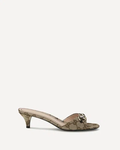 Gucci Slider Sandals With Buckle In Burgundy