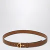 Gucci Slim Leather-colored Belt With Half Buckle Women In Brown