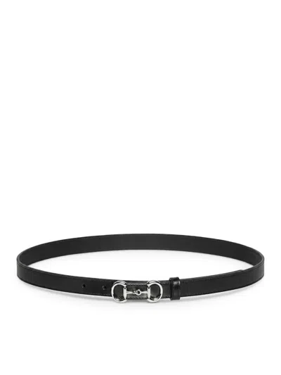 Gucci Slim Belt With Horsebit Buckle In Black