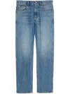 Gucci Straight Leg Faded Effect Five Pocket Trousers In Blue