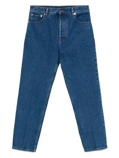 Gucci Men Slim Fit Denim Cotton Jeans In Blue