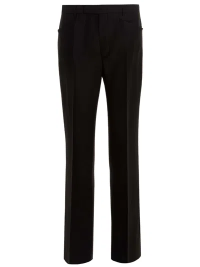 Gucci Silk Straight Trousers In Black