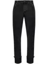 Gucci Men Web Turn-up Slim-fit Jeans In Black