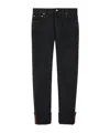 Gucci Men Web Turn-up Slim-fit Jeans In Black