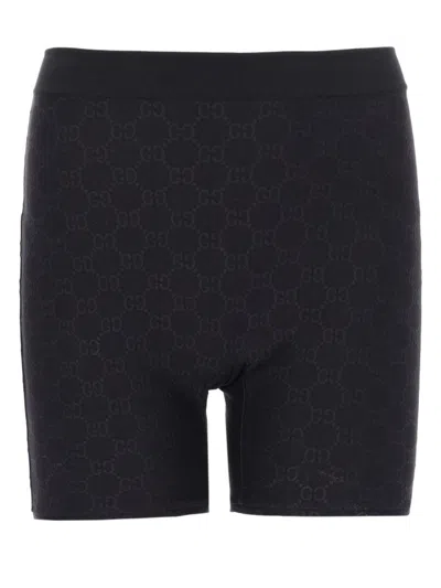 Gucci Slim Fit T-shirt Jacquard Gg Shorts In Black