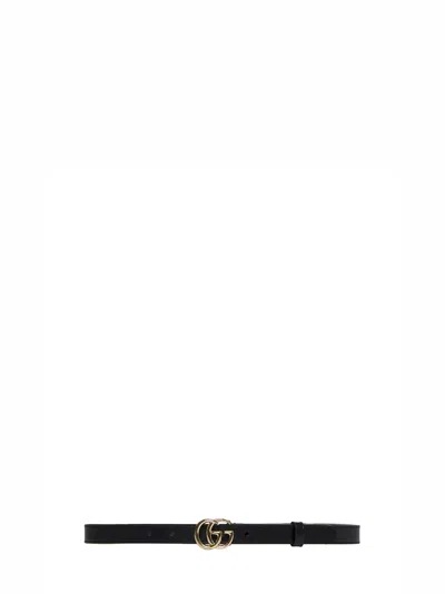 Gucci Slim Gg Marmont Belt In Black