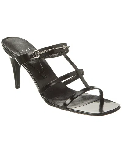 Gucci Slim Horsebit Leather Sandal In Black