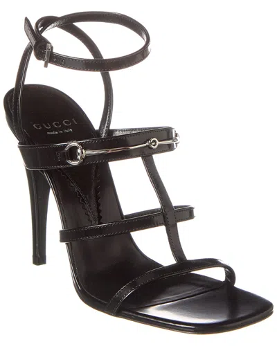 Gucci Slim Horsebit Leather Sandal In Black