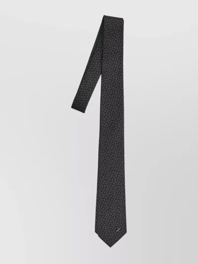 GUCCI SLIM JACQUARD SILK TIE WITH BIT PATTERN