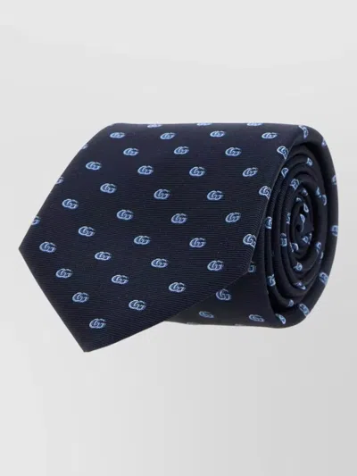 Gucci Slim Jacquard Tie Narrow Shape Patterned In Blue
