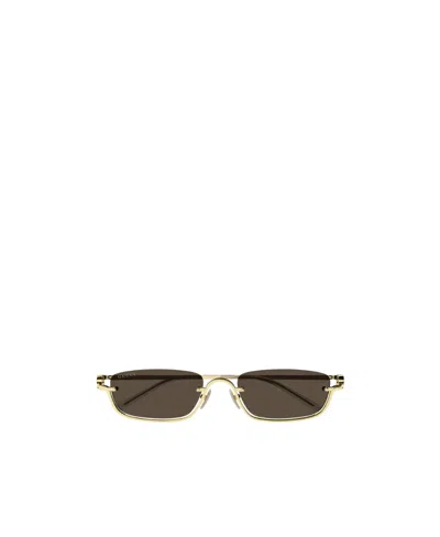 Gucci Slim Rectangular-frame Sunglasses In Brown
