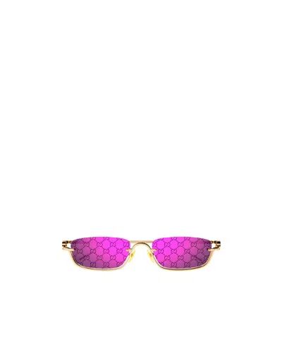 Gucci Slim Rectangular-frame Sunglasses In Purple