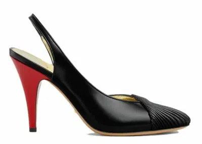 Pre-owned Gucci Slingback Leather Pumps (women's) Sneakers In Black