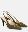 Gucci Slingback-pumps 85 Gg Aus Canvas In Grün