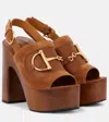 Gucci Slingback-sandalen Horsebit Aus Veloursleder In Braun