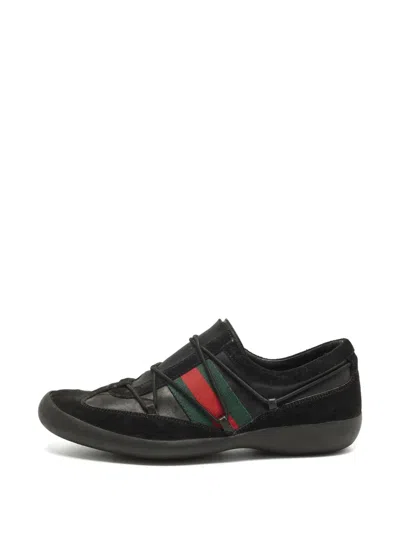 Pre-owned Gucci Slip-on Leather Sneakers In Black