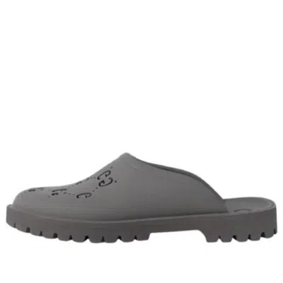 Gucci Slip On Sandal 'cut Out Monogram - Grey' In Gray