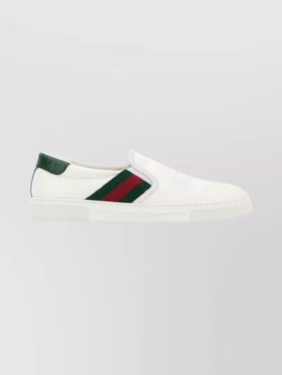 Gucci Slip On Sneakers Featuring Stripe Detail In White
