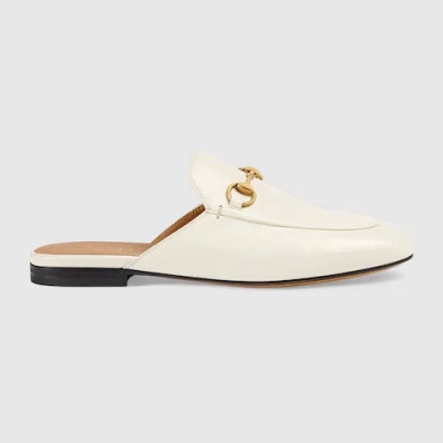 Gucci Princetown Loafer Mule In White Leather