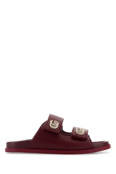 GUCCI SLIPPERS IN PELLE BORDEAUX  DONNA