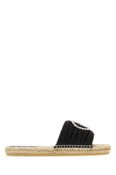 Gucci Slippers In Rafia Nera  Donna