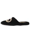 Gucci Interlocking-g Textured Slippers In Black